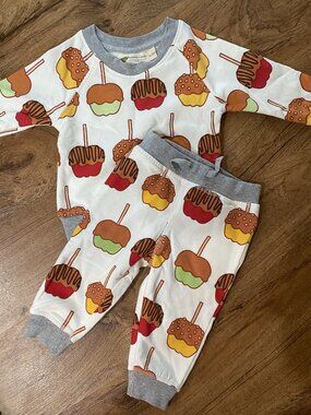 Monica + Andy Candy Apple Sweatshirt & Jogger Pants Set-6-9 Months